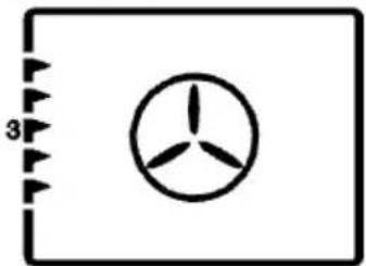 Simple diagram with a wind turbine symbol inside a rectangle, no text or labels present.