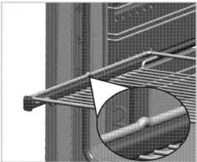 Close-up of a metal hinge with a magnified inset showing a textured surface detail (no text or symbols)