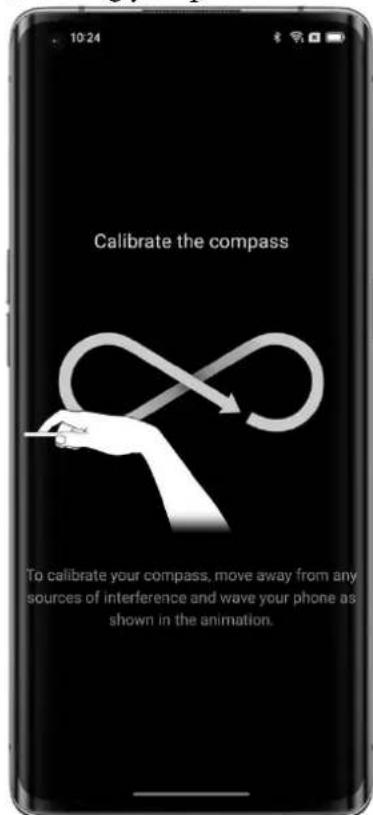 10:24 Calibrate the compass To calibrate your compass, move away from any sources of interference and wave your phone as shown in the animation.