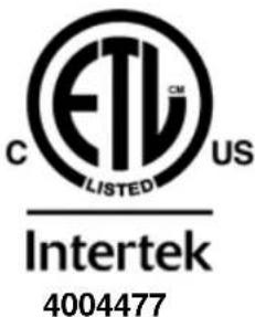 ETL C LISTED US Intertek 4004477