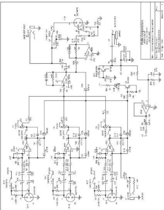 Electrical circuit diagram with labeled components and annotations in Chinese, including transistors, capacitors, resistors, and diodes.