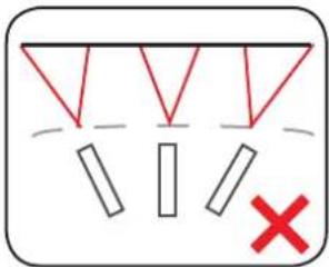 Diagram showing three triangular shapes with dashed lines and a red X mark, likely indicating selection or failure.