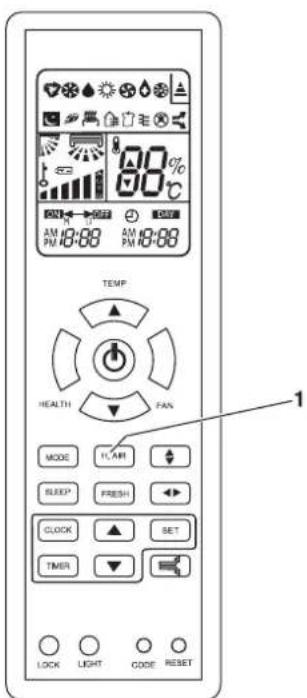 TEMP HEALTH FAN MODE FLAIR SLEEP FRESH CLOCK SET TIMER LOCK LIGHT CODE RESET 1