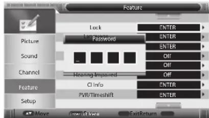 Feature Lock Picture Sound Channel Feature Setup Lock Picture Password Sound Channel Feature Cl Info PWR/Timeshift Enter Enter Off Off Off Enter Enter Enter Enter Enter Enter Enter Enter Enter Enter Enter Enter Enter Enter Enter Enter Enter Enter Enter Enter Enter Enter Enter Enter Enter Enter Enter Enter Enter Enter Enter Enter Enter Enter Enter Enter Enter Enter Enter Enter Enter Enter Enter Enter Enter Enter Enter Enter Enter Enter Exit Return