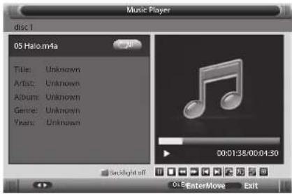 Music Player disc 1 05 Halomia Title: Unknown Artist: Unknown Album: Unknown Genre: Unknown Years: Unknown 00:01:38/00:01:30 EnterMove Exit