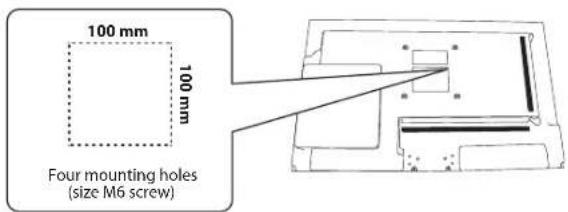 100 mm 100 mm Four mounting holes (size M6 screw)