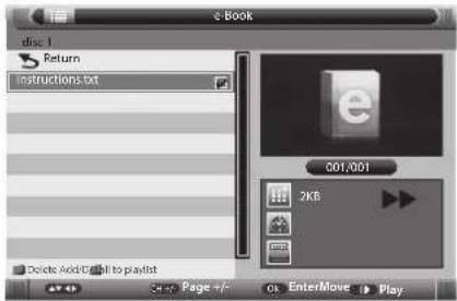 e Book disc 1 Return Instructions.txt 001,001 2KB Delete Add/Help to playlist Page 4 on EnterMove 1 Play
