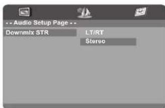 Audio Setup Page -- Downmix STR LT/RT Stereo
