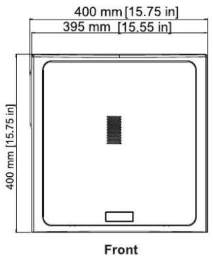400 mm [15.75 in], 395 mm [15.55 in], 400 mm [15.75 in], Front