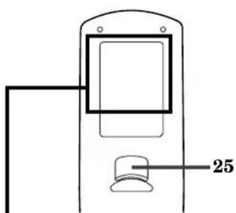 Pure diagram of a vertical container with a side knob and label '25' (no text or symbols beyond basic labels)