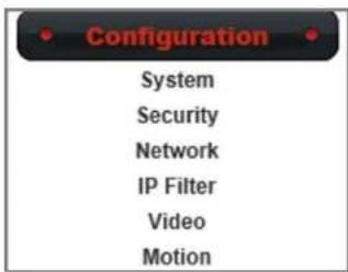 Configuration System Security Network IP Filter Video Motion