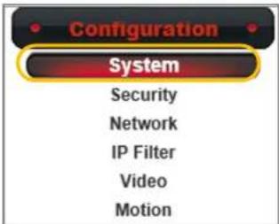 Configuration System Security Network IP Filter Video Motion