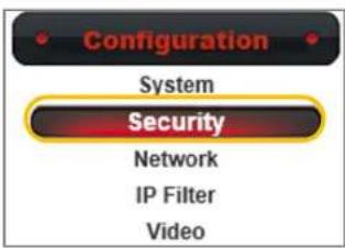 Configuration System Security Network IP Filter Video