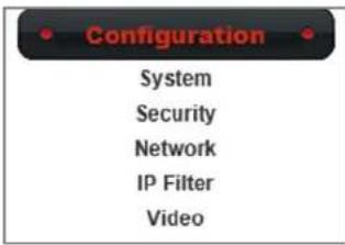 Configuration System Security Network IP Filter Video