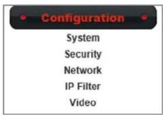 Configuration System Security Network IP Filter Video