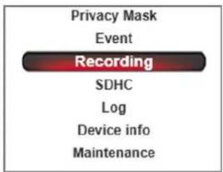 Privacy Mask Event Recording SDHC Log Device info Maintenance