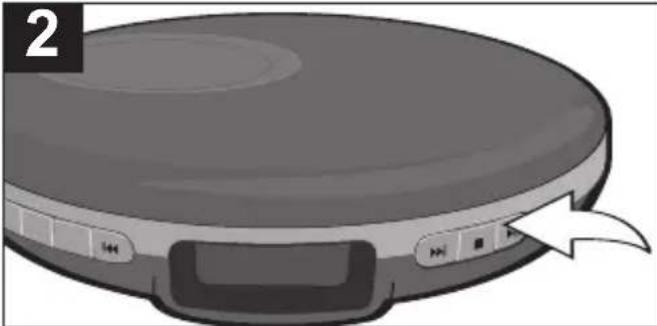 Illustration of a circular robotic device with control buttons and an arrow pointing to it (no text or symbols)