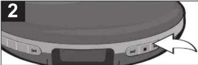 Close-up of a robotic vacuum cleaner's head panel with control buttons and a white arrow pointing to the side (no text or symbols)