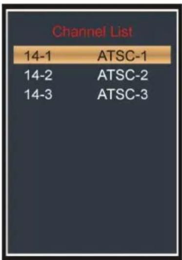 Channel List 14-1 ATSC-1 14-2 ATSC-2 14-3 ATSC-3
