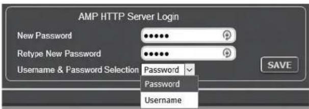AMP HTTP Server Login New Password Retype New Password Username & Password Selection Password Password Username
