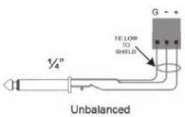 1/4" TE LOW TO SHIELD G - + Unbalanced