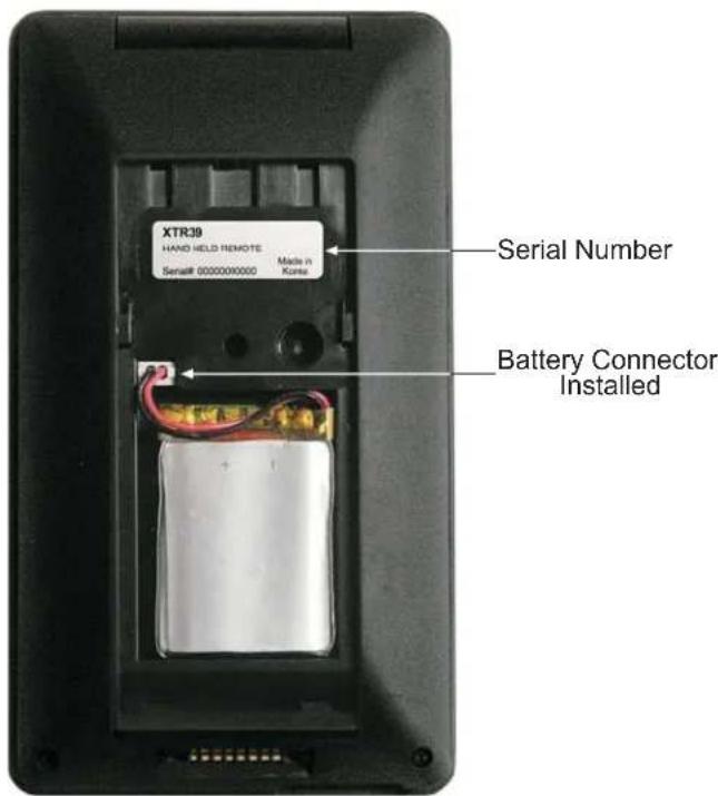 XTR39 HAND HELD REMOTE Serial 0000000000 Made in Korea Serial Number Battery Connector Installed