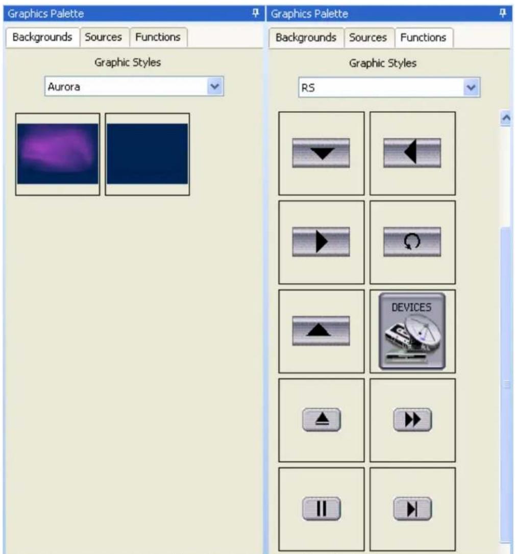 Graphics Palette Backgrounds Sources Functions Graphics Styles Aurora Graphics Palette Backgrounds Sources Functions Graphic Styles RS GRAPHIC STYLES