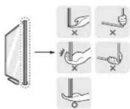 Diagram illustrating a hand holding a pole with corresponding X symbols, showing how to change the pole's position.