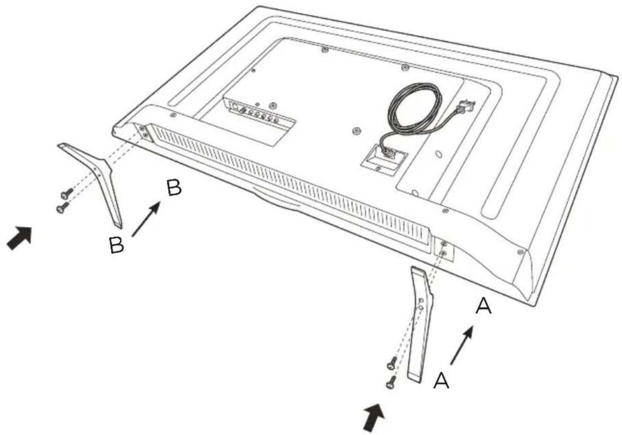 Technical diagram of a computer monitor rear panel with labeled components and directional arrows indicating assembly or movement.