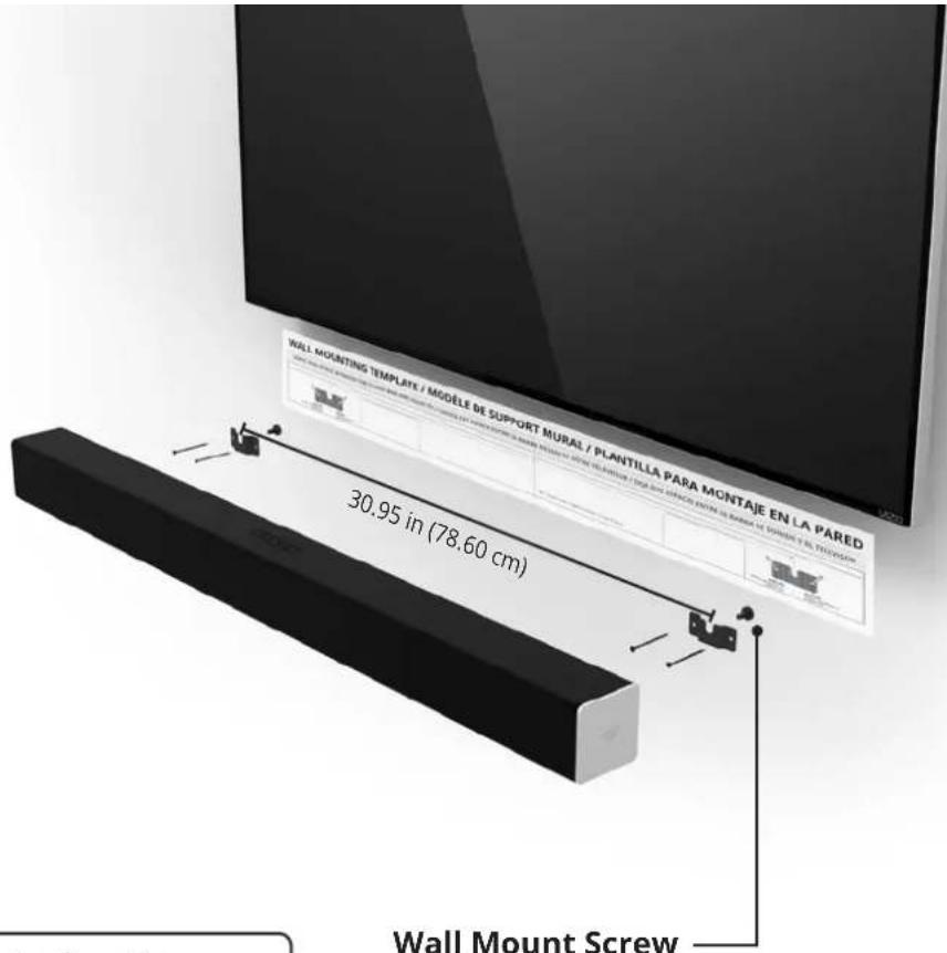 WALL MOUNTING TEMPLATE / MODELE DE SUPPORT MURAL / PLANTILLA PARA MONTAJE EN LA PARED 30.95 in (78.60 cm) Wall Mount Screw