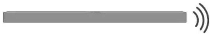 Simple gray bar with sound waves on the right side (no text or symbols)