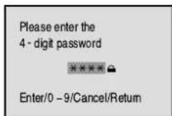 Please enter the 4 - digit password ***** Enter/0 -9/Cancel/Return