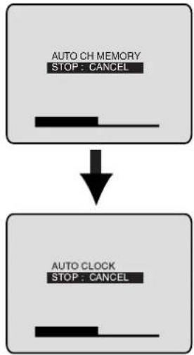graph TD A["AUTO CH MEMORY STOP: CANCEL"] --> B["↓"] B --> C["AUTO CLOCK STOP: CANCEL"]