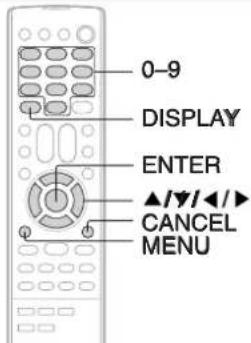 0-9 DISPLAY ENTER ▲/▼/◄/► CANCEL MENU