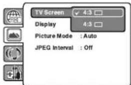TV Screen 4:3 Display 4:3 Picture Mode : Auto JPEG Interval : Off