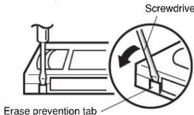 Erase prevention tab Screwdrive