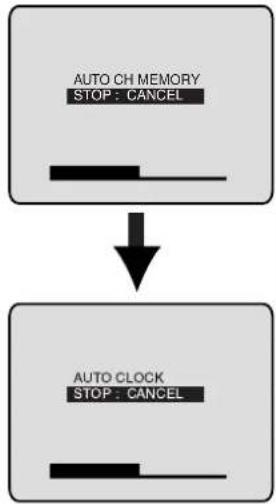 TOSHIBA MW20F52 - Now the "AUTO CH MEMORY" and "AUTO CLOCK" starts. - 1