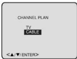 CHANNEL PLAN TV CABLE <▲/▼/ ENTER>