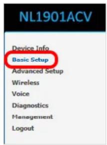 NL1901ACV Device Info Basic Setup Advanced Setup Wireless Voice Diagnostics Management Logout