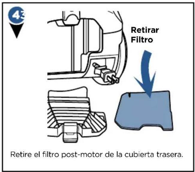 43 Retirar Filtro Retire el filtro post-motor de la cubierta trasera.