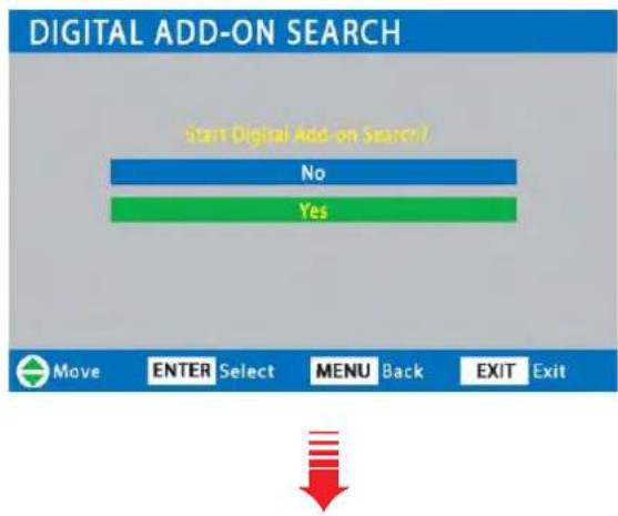 DIGITAL ADD-ON SEARCH Start Digital Add-on Search? No Yes Move ENTER Select MENU Back EXIT Exit