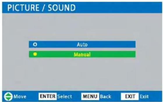 PICTURE / SOUND Auto Manual Move ENTER Select MENU Back EXIT Exit