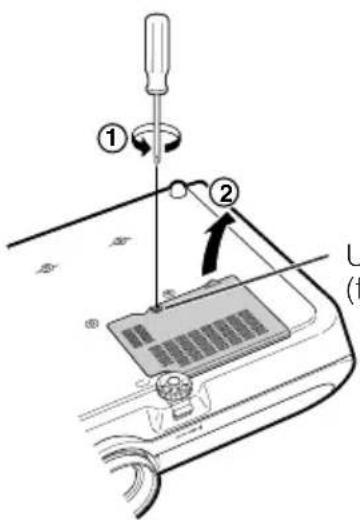 Diagram showing a device with labeled parts and directional arrows, likely illustrating a mechanical or electrical component assembly.