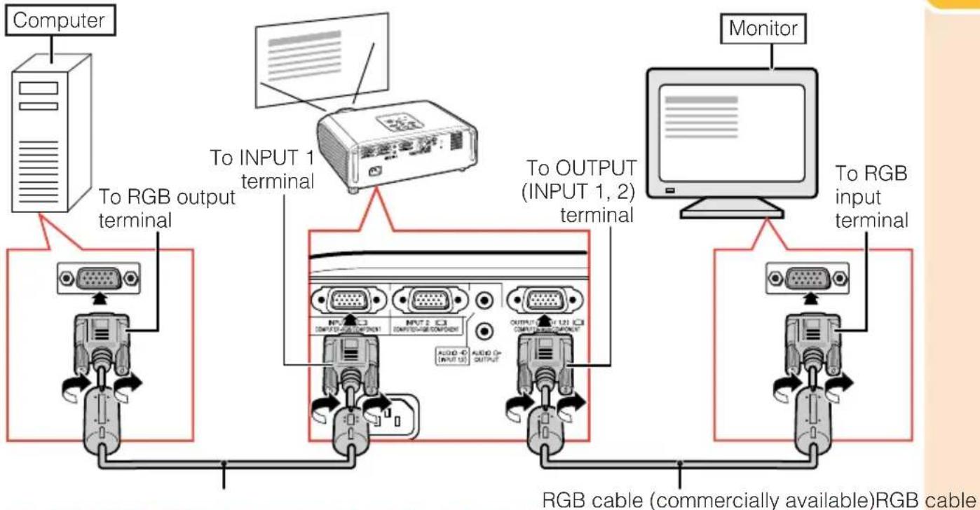 SHARP XR-10XL - Connecting to a Monitor with RGB Input Terminal - 1