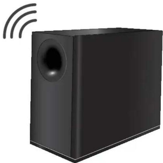 Black rectangular speaker with sound waves icon (no text or symbols)