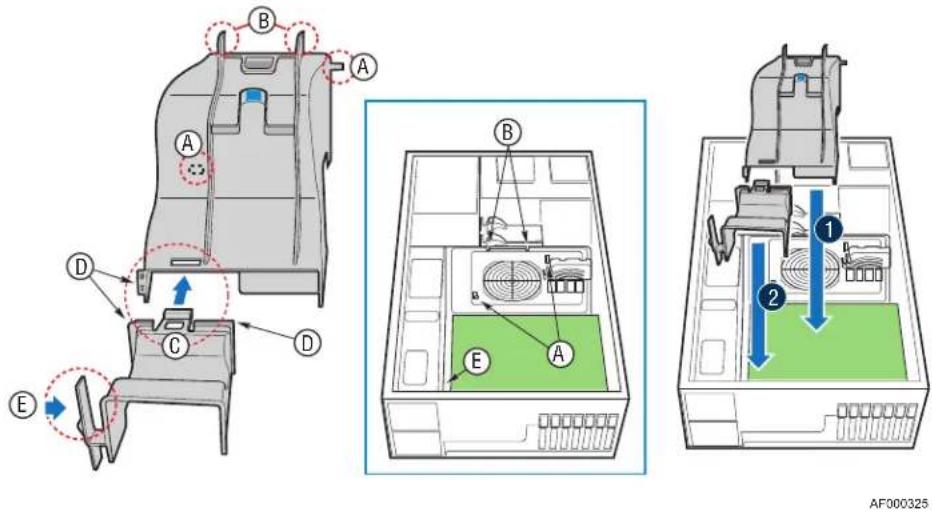 Technical diagram of a device interior with labeled components and directional arrows indicating flow or movement.