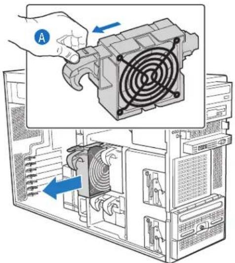 Diagram showing a hand operating a CPU socket with labeled components and directional arrows indicating process flow.