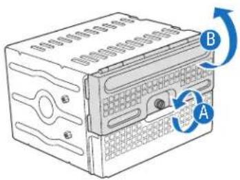 Diagram of a computer drive showing labeled ports A and B with directional arrows indicating rotation or movement.