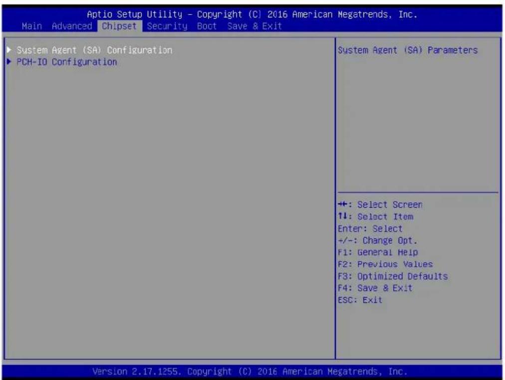 Aptio Setup Utility - Copyright (C) 2016 American Megatrends, Inc. Main Advanced Chipset Security Boot Save & Exit ► System Agent (SA) Configuration ► PCH-ID Configuration System Agent (SA) Parameters +: Select Screen 11: Select Item Enter: Select +/-: Change Opt. F1: General Help F2: Previous Values F3: Optimized Defaults F4: Save & Exit ESC: Exit Version 2.17.1255. Copyright (C) 2016 American Megatrends, Inc.