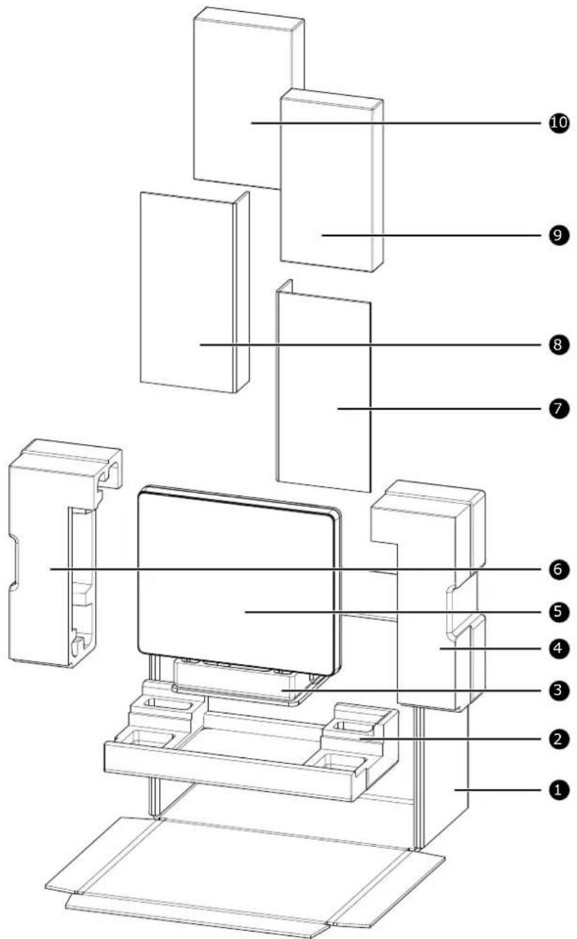 Technical diagram of a device assembly with numbered parts for identification